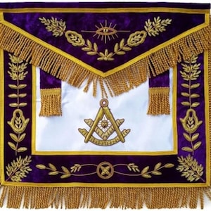 Masonic Past Master Apron Purple Hand Embroidered Bullion Vine Work