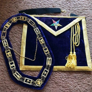 OES Worth Patron|MATRON Masonic Apron And Chain Collar, EASTERN Star Apron