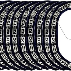Masonic Regalia Master Mason 10 Pcs Lot SILVER Metal Chain Collar BLUE Backing