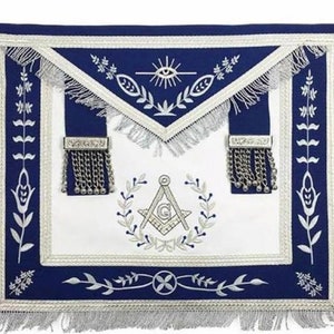 フリーメイソンブルーロッジマスターメイソンシルバーマシン刺繍フリーメイソンエプロン