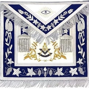 Masonic Grand Lodge Past Master Apron Gold & Silver Hand Embroidery Apron