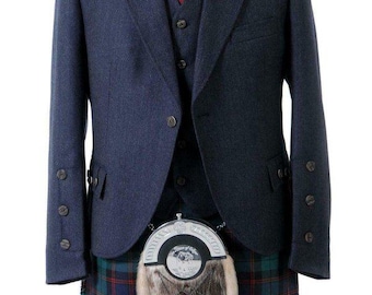 Crail Highland Jacket and Waistcoat in Midnight Blue Arrochar Tweed