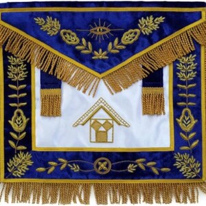 Masonic Past Master Apron Blue Bullion Hand Embroidered (Lambskin)