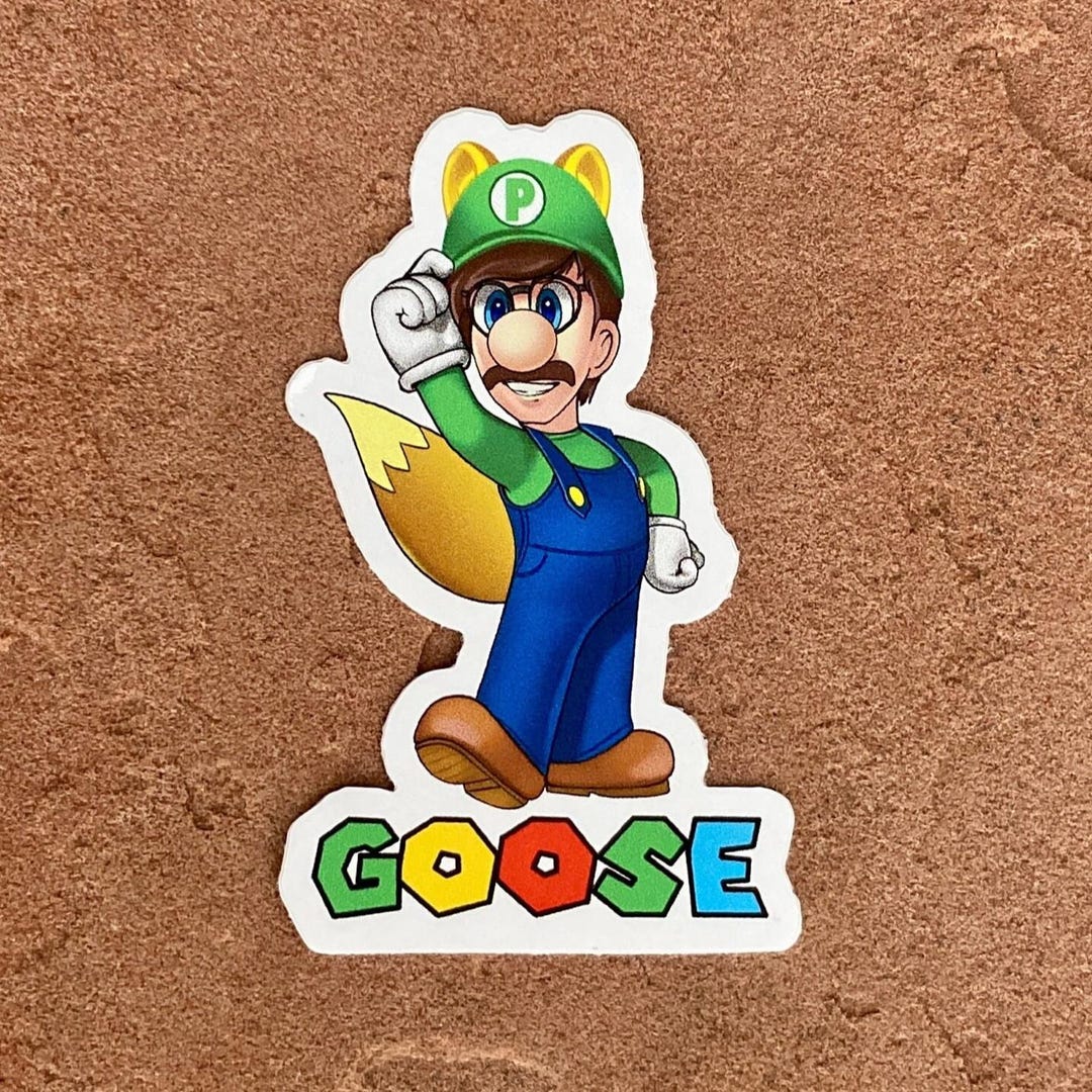 Goose the Band Sticker • Peter as Super Luigi • Mario Bros • Tanooki ...
