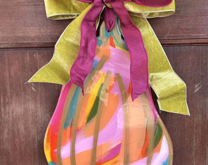 Hand-Painted Pumpkin Door Hanger, Porch Decor