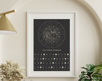 Aesthetic Printable Lunar calendar 2024