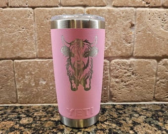 HIGHLAND COW-Stainless Steel Powder Coated Yeti Tumbler-Cup-Travel Mug