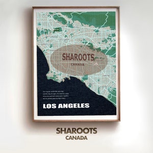Los Angeles KARTE / SHAROOTS style / Kunst auf Leinwand / digitaler Download