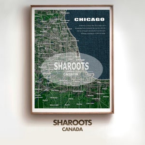 Carte de Chicago (beau pays) / Style SHAROOTS / Art mural / Téléchargement numérique