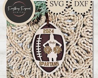 Fußball Cheerleader Weihnachtsverzierung SVG DXF | Digitaler Download | Personalisierte Sport Geschenk