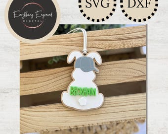Bunny Hat Gift Tag SVG DXF | Kids Easter Basket Name Tag (Digital Download)