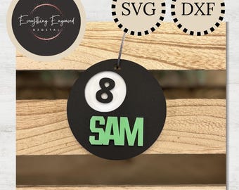 Pool Eight Ball Bag Tag SVG DXF | Digital Download