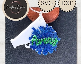 Cheer Bag Tag and Keychain SVG DXF | Digital Download | Cheerleader Gift Laser Cut File
