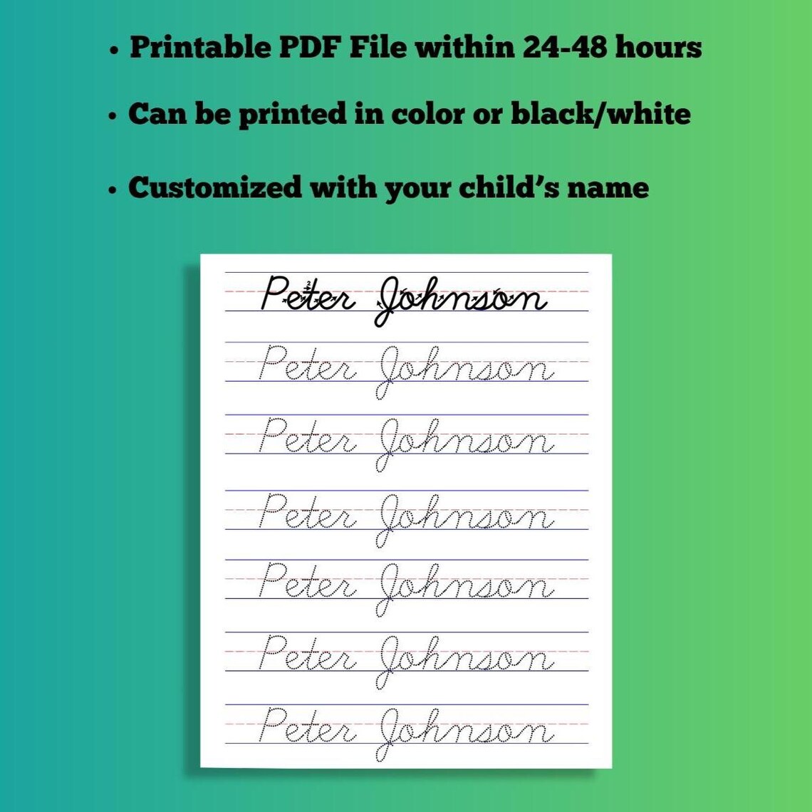 Cursive Name Tracing Worksheet, Personalized Script Name Practice Page ...