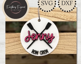Row Crew Circle Bag Tag SVG DXF | Digital Download
