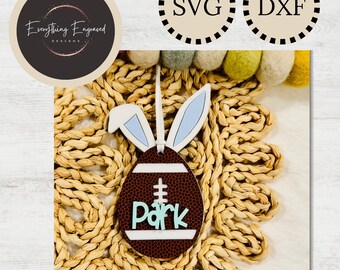Football Bunny Gift Tag SVG DXF | Digital Download | Personalized Sports Gift for Kids | Team Gifts | Easter Basket Tag | Name Tag