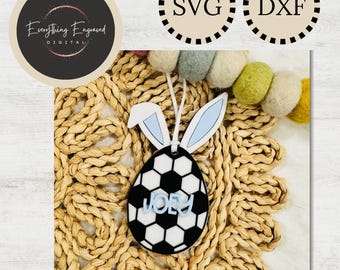 Soccer Bunny Sports Gift Tag SVG DXF | Digital Download | Personalized Sports Gift for Kids | Team Gifts | Easter Basket Tag | Gift Tag