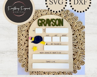 Cap and Pencil First and Last Day of School Board SVG DXF, Photo Prop for Back to School, Wooden and Acrylic Name Sign, Milestone Memories