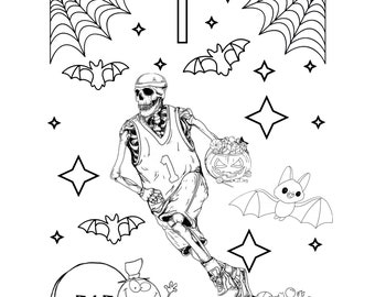 Halloween basketball coloring page