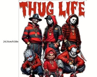 Thug life horror movie Iron on transfer stickers. DIY Halloween characters patches for t shirt,  jackets and jeans