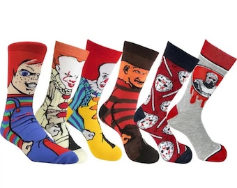 Casual Halloween decorated crew socks anime scary characters