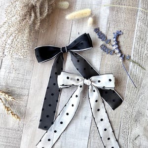 Organza Hair Bow Ribbon | Hair Clip | Hair Accessory | Hair Bow Clips | Long Tail Ribbon Bow | Coquette Bow Tie | Gifts for Her