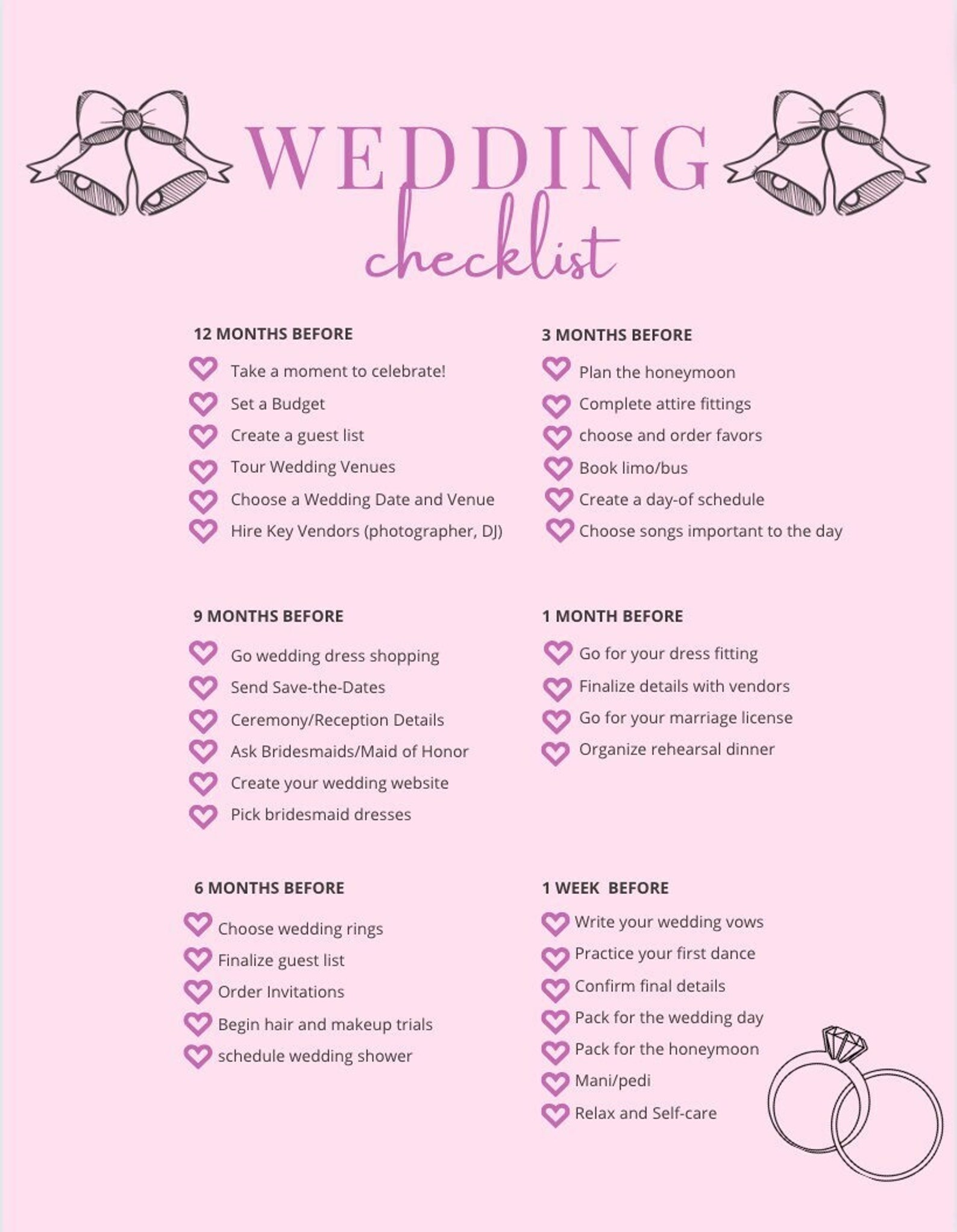 Wedding Checklist Planner Etsy Wedding Checklist Planner Etsy