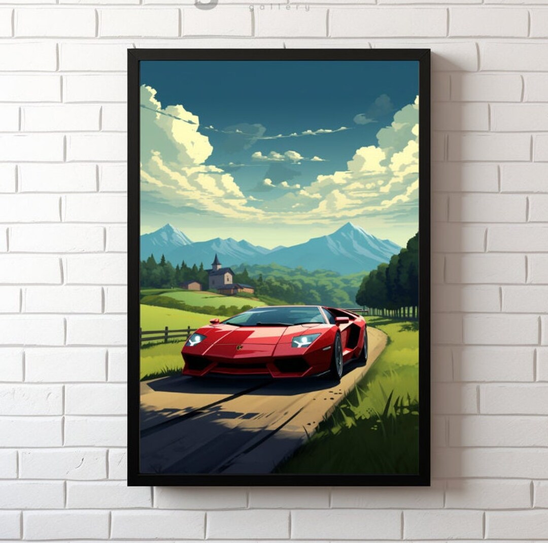 Vintage Lamborghini Aventador Poster, Supercar Print, Lamborghini ...