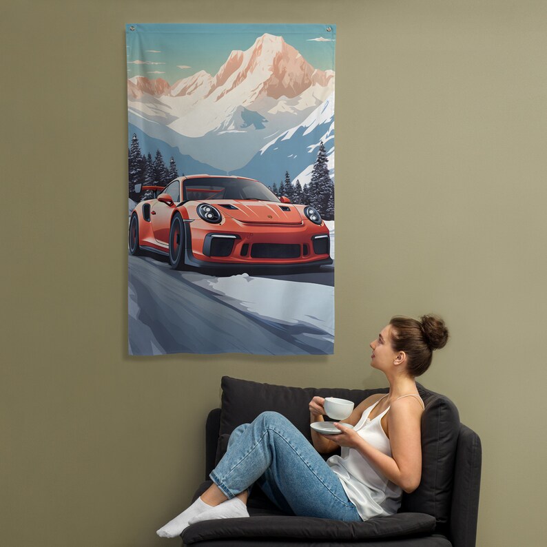 Toile Peinture Porsche 911 Rouge Voiture Supercar Affiches Moderne Mur