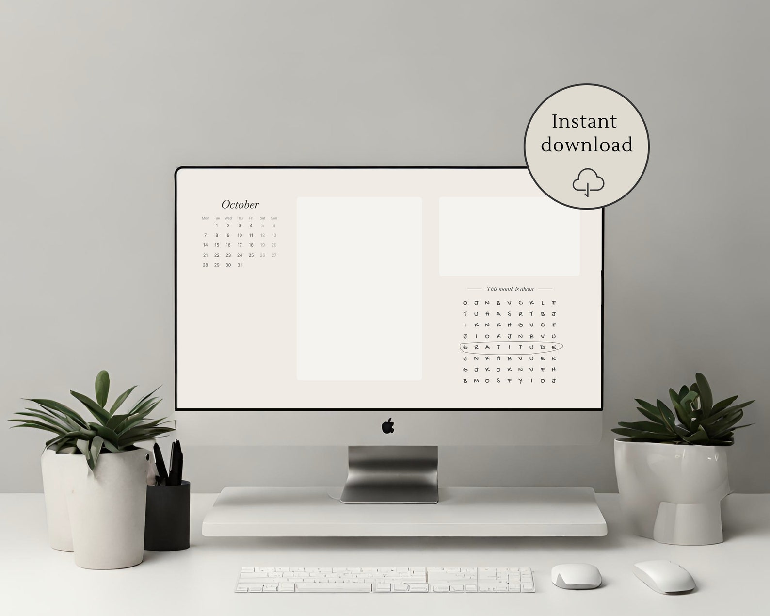 2024 Monthly Desktop Calendar Organizer Wallpapers | Word Search ...