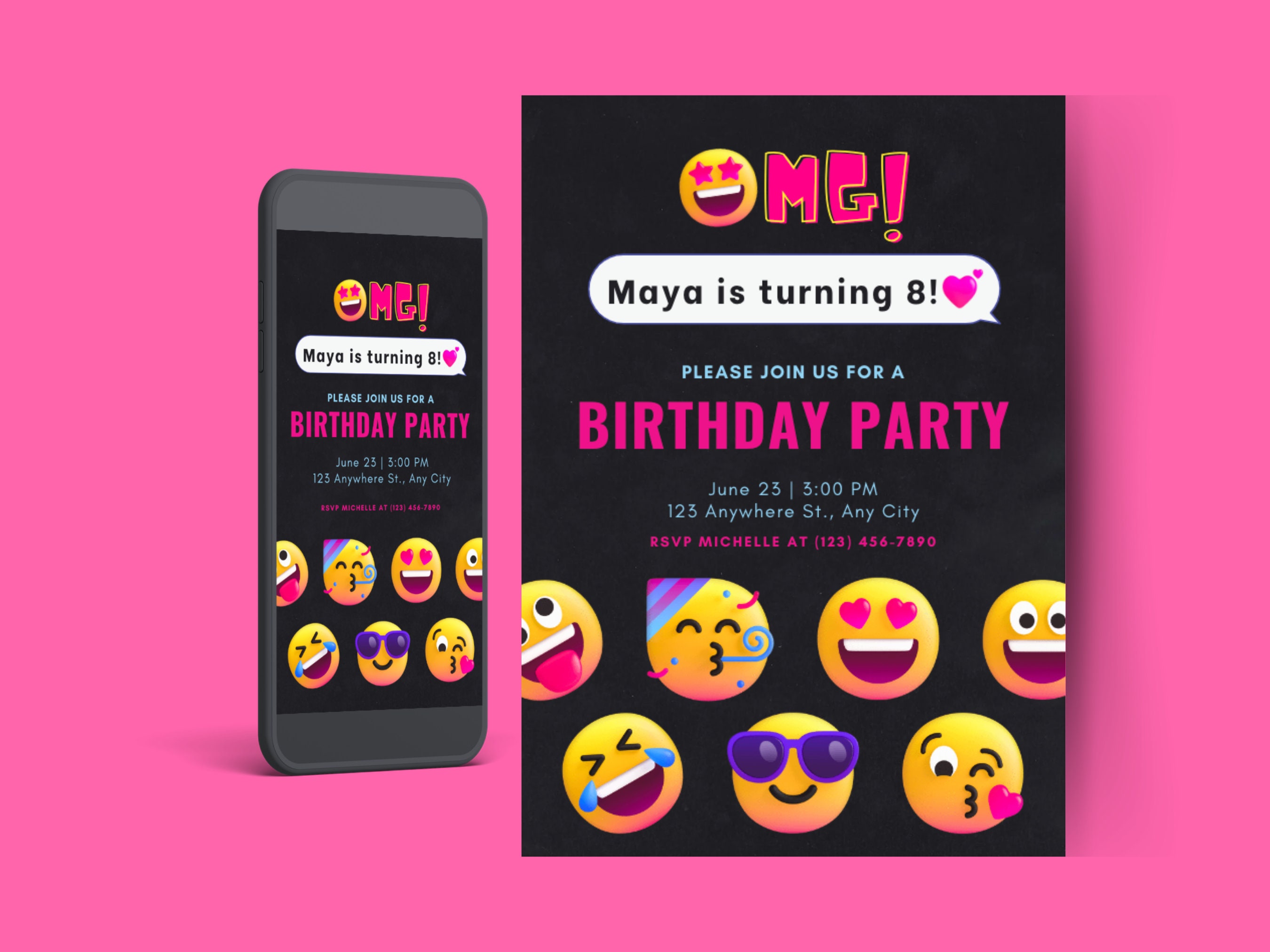 Emoji Birthday Invitation Emoji Party Printable Invitation - Etsy