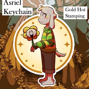 Asriel/Flowey Gold Stamping Keychain