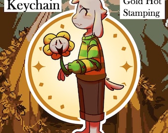 Asriel/Flowey Gold Stamping Keychain