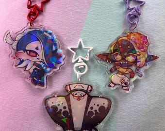 Splatoon Deep Cut Frye, Shiver, and Big Man Acrylic Keychain Charm