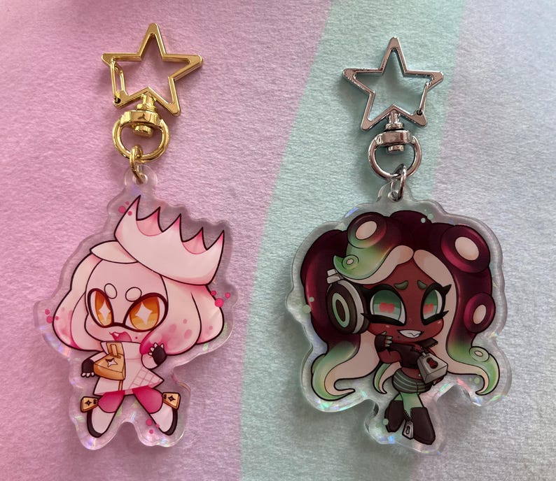 Splatoon 2 Keychains Splatoon off the Hook Pearl and Marina Acrylic Keychain Charm - Etsy