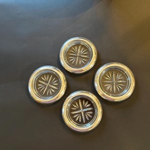 FB Rogers (4) Crystal and Silver Plate  Coasters