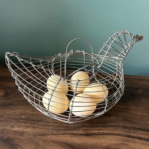 Vintage Egg Gathering Basket and Picture