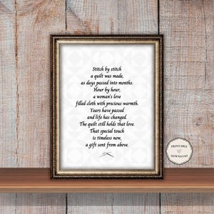 Quilter Remembrance Poem Print: Meaningful Memorial Gift (Digital Download)
