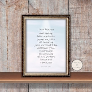 Do Not Be Anxious, Scripture Printable: Christian Decor, Encouragement Verse (8x10 Digital Download)