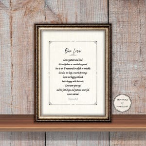 Love Is Patient Scripture Printable: Christian Wedding Anniversary Gift (8x10 Digital Download)