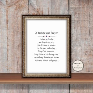 Prayer for Soldiers, Military Tribute, Poem Honoring Armed Forces, (8x10 Digital Download)