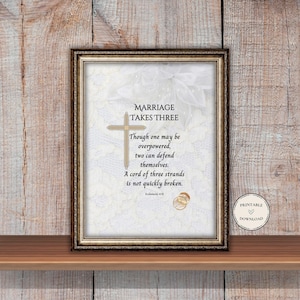 Marriage Takes Three Scripture Print: Printable Christian Wedding Gift (8x10 Digital Download)