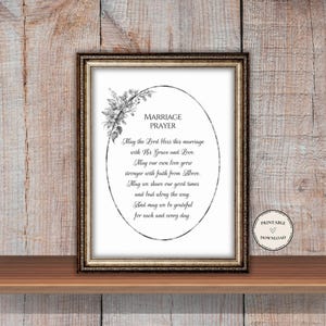 Marriage Prayer Printable, Christian Wedding Gift, Anniversary Verse (Digital Download)