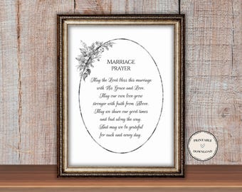 Marriage Prayer Printable, Christian Wedding Gift, Anniversary Verse (Digital Download)