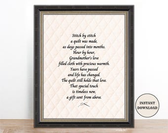 Grandmother Quilter Memorial Poem Print: Remembrance Gift (Digital Download)