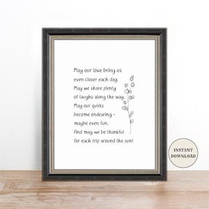 Lighthearted Marriage Prayer, Printable Poem, Anniversary Gift, Instant Download, Frameable Wedding Print, Couple&#39;s Decor, Newlywed Gift