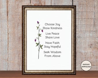 Choose Joy Printable Poem: Uplifting Christian Family Decor (8x10 Digital Download)