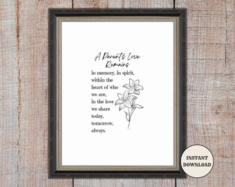 In Memory of Mom and Dad, Parent Remembrance, Printable Verse, Loss of ...