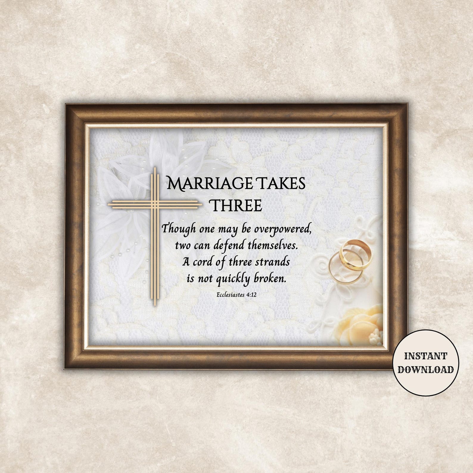 Marriage Takes Three Printable Marriage Scripture A Cord of Three ...