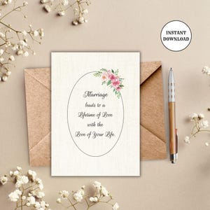Printable Marriage Card Meaningful Wedding Greeting 5x7 Digital Marriage Verse Frameable Couple's Decor Small Gift for Newlyweds Shelf Decor
